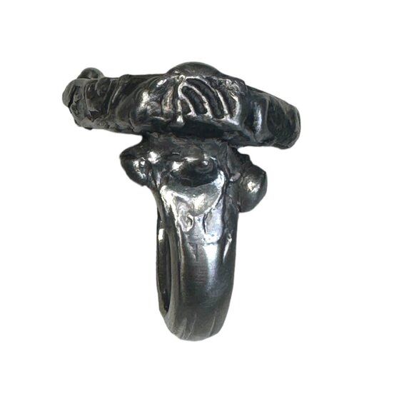 SOLD! Peter Rabbit Broken China & Spoon Artisan Ring Upcycled & Boho Silver Meta - Picture 11 of 17
